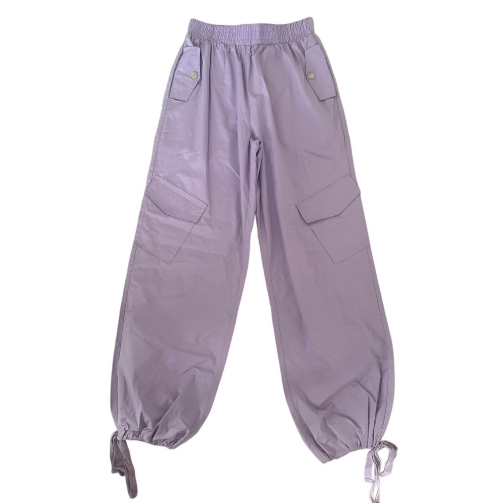 Y2K Rave Wide Leg High Waisted Cargo Jogger Parachute Pants Small
